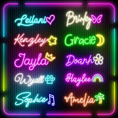 Image of Neon Name Sign Personalized for Wall Decor, Custom LED Neon Name Signs Personalized Dimmable, Customizable Neon Light Up Signs for Bedroom Wedding Party Bar Business Birthday Gifts