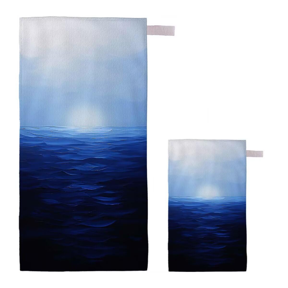 Telo Mare XXL 100x200cm/35x70cm, 2 Set Telo Mare Microfibra Blu Asciugamano Palestra Uomo, Antisabbia, Leggero, Asciugatura Rapida, Teli da Spiaggia Grandi Accessori per Camping Natation Palestra J-40