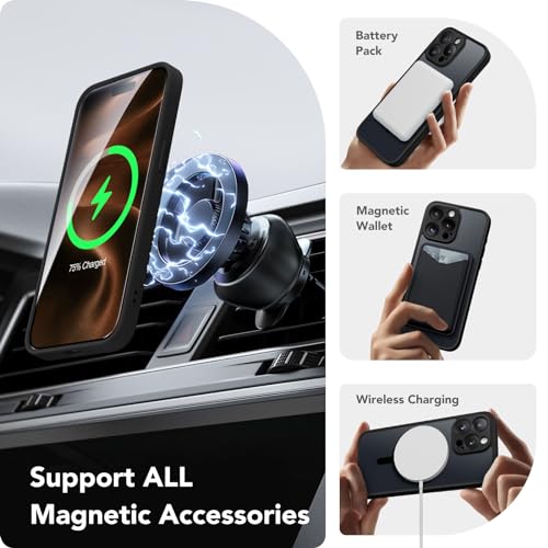 CAPRARO Magnetic Case for iPhone 15 Pro Max, Compatible with MagSafe, Full Camera Protection, 14FT Drop Protection - Image 3