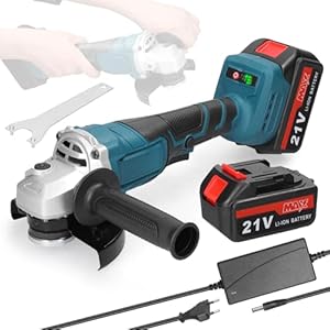 Weytoll Haakse slijper 125 mm haakse slijper met borstelloze motor 21 V met 2 batterijen voor het snijden van keramische tegels hout steen staal