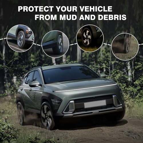 Image of Muslogy for 2024 2025 2026 Kona Mud Flaps Splash Guards Front & Rear 4Pcs Fender Flaps No Drilling Required Compatible with Hyundai Kona 2024 Accessories(Won't Fit N Line Model)