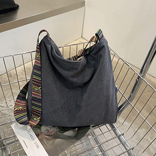 Image of JARKJARD Women Corduroy Tote Bag Large Shoulder Hobo Bag for Women Boho Casual Handbag Purse