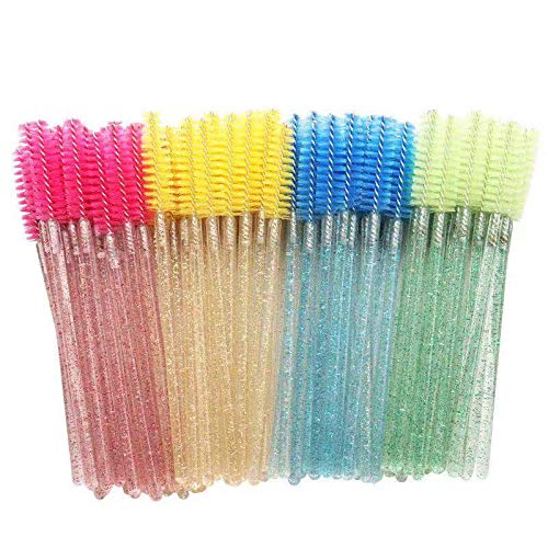 100 PCS Mix Colorl Crystal Shiny Eyelash Brushes Mascara Wands Eye Lash Eyebrow Applicator Cosmetic Makeup Brush Tool Kits