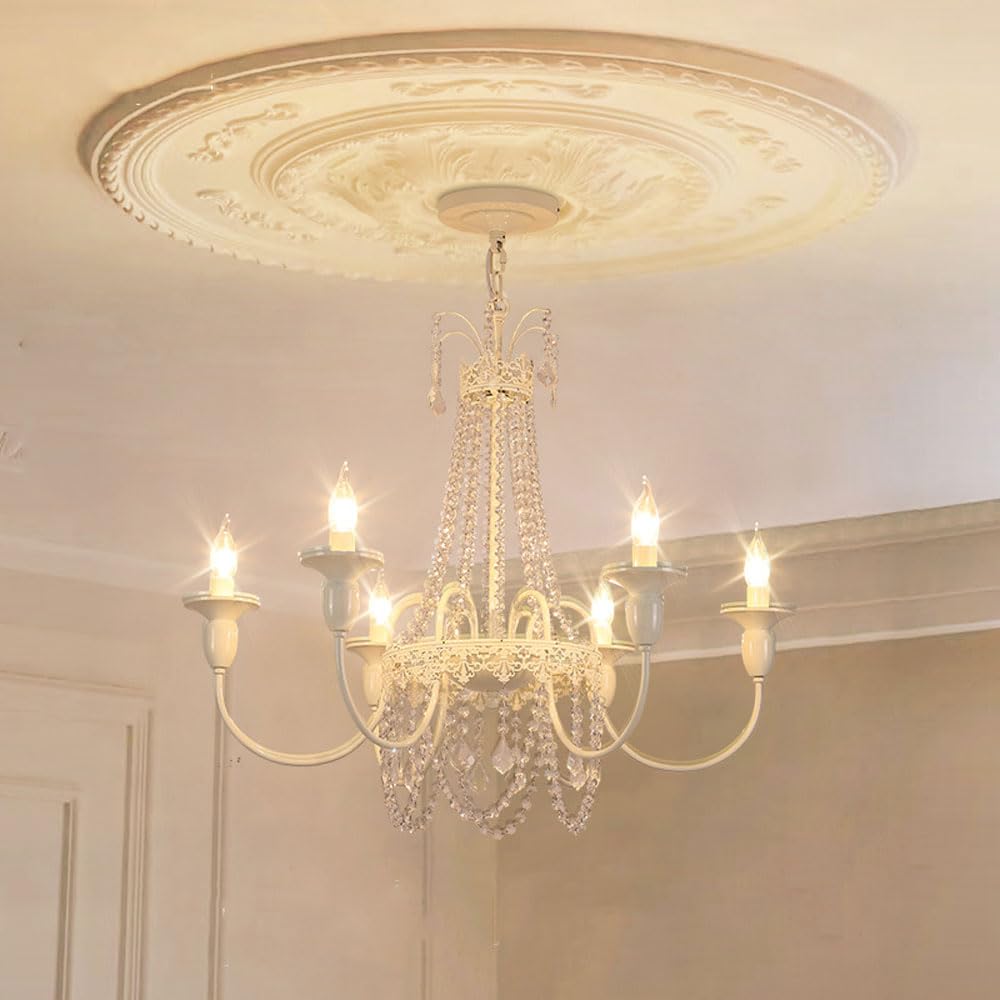 Kryształowe francuskie SXSHEYS do sypialni duży uchwyt vintage kuchnia lampa sufitowa z połowy wieku salon gotycki z kremowym stylem 6-lampa wisząca oprawa oświetleniowa jadalnia