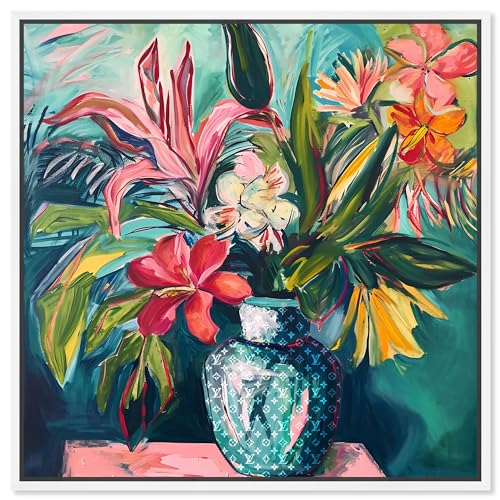 Art Remedy Vase Of Tropical Flowers Framed Flowers In Vase