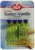 RUF Backaroma Butter-Vanille, 4 Fläschchen Vanille-Aroma für Plätzchen, Torten, Waffeln, tröpfchenweise dosierb ...