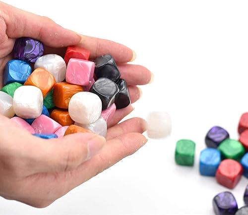 Miniatura 3 de Dados acrílicos arcoíris en blanco, cubos de colores surtidos para cubos de gemas de cristal de entrenamiento, juegos de mesa con bolsa de