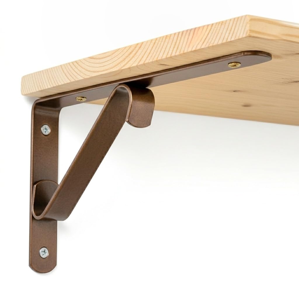 10" 2PC Heavy Duty Metal Shelf Brackets – Brown Powder Coated L-Shaped Wall Mount Supports, Rust-Resistant for Floating Wood & Glass Shelves, Kitchen Storage, Bookshelf, 50kg Load Capacity-image-17