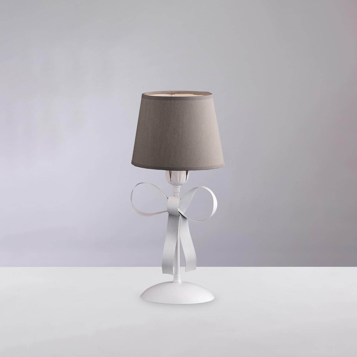 Lumetto Classico Provenzale Bianco Shabby Con Paralumi Tortora 1 Luce Lucy