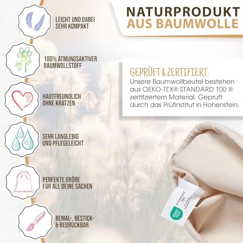 ELES VIDA® Baumwolltasche 45x38x15 cm PREMIUM - OEKO-TEX® zertifiziert - Umhängetasche, hochwertige Stofftasche, Tragetasche, Schultertasche, Einkaufstasche, Jutebeutel, Stoffbeutel