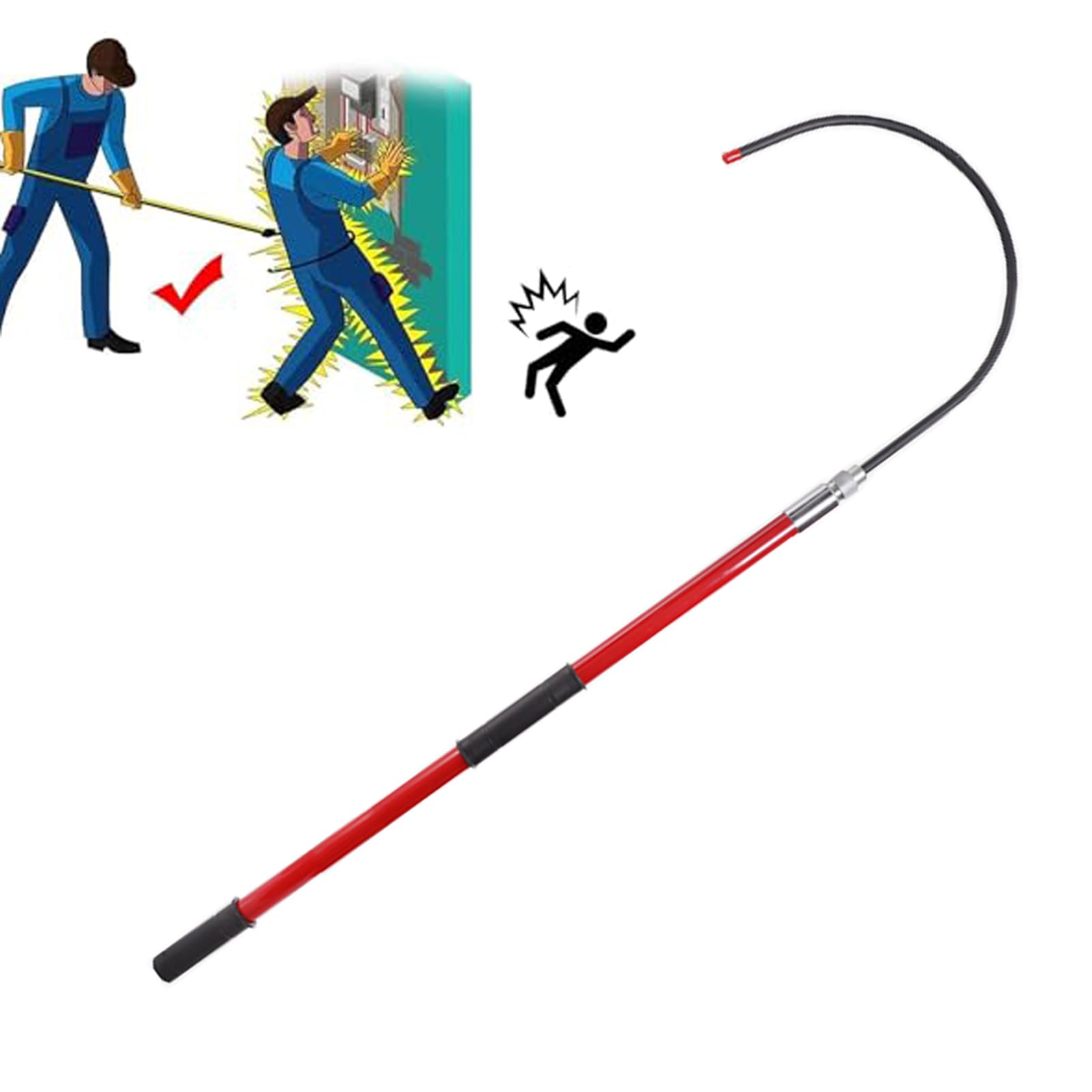 Gancho de rescate aislado de alto voltaje rojo para emergencias de 2m