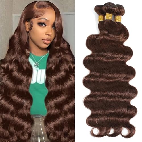 #4 Chocolate Brown Human Hair Bundles Body Wave 16...