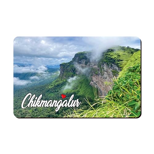 Image of Elegant Fridge Magnet with Themes |Rectangular Size Refrigerator Magnet with Magnetic Rubber Back | Pack of 1, 8.6cm X 5.4cm (Chikmangalur - Design 9)