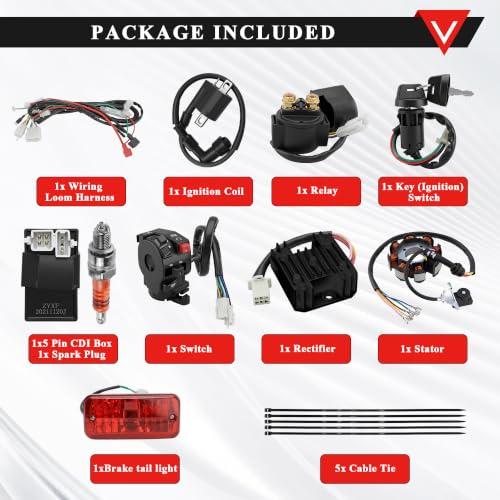 Image of PRO BAT Complete Electrics 4 Stroke Wiring Harness Kit 8 Coil CDI Stator | Tail Light for 150cc 200cc 250cc 300cc 4 Wheelers Stroke ATV Go Kart Quad Pit Dirt Bike Lifan Zongshen YX