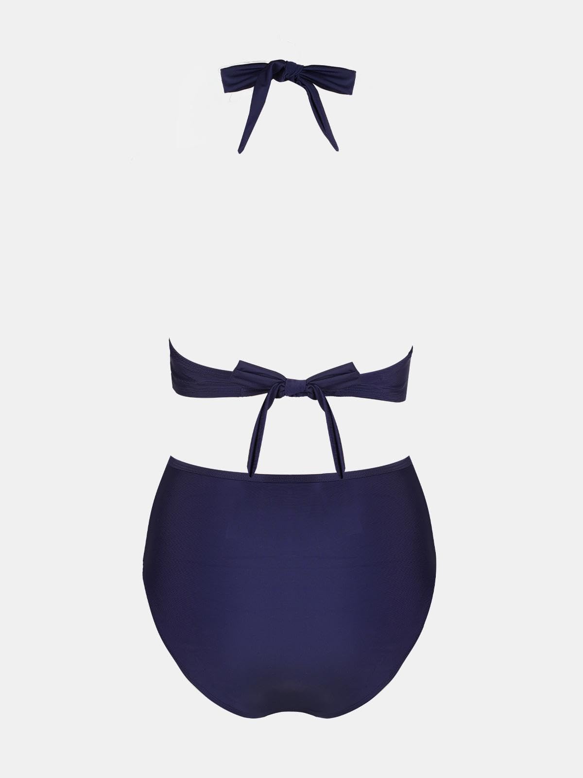 CUPSHE Ensemble de bikini dos nu pour femme avec col en V et bas taille haute