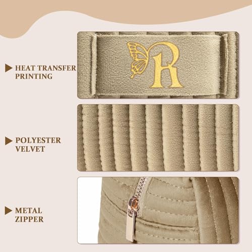 Image of COSHAYSOO Sister Birthday Gifts for Women Best Friend Bestie Friendship Fashion Makeup Bag Make Up Cosmetic Pouch Travel Size Toiletries Skin Care Essentials Organizer Velvet Initial Letter R