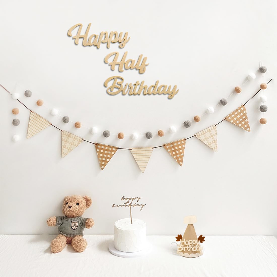 Amazon.co.jp: Hanakaze ハーフバースデー 誕生日 飾り付け フェルト