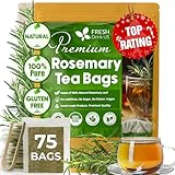 FreshDrinkUS, Premium 75 Rosemary Leaf Tea Bags, 100% Natural and Pure Rosemary Dried Leaves, Pure Herbal Tea, No Additives, No Caffeine, No Gluten, Vegan.