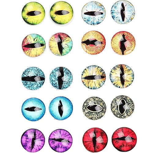 USTNIR De Vidrio Medio Redondos Cabujones De Ojos Ojos De Gatos De Vidrio Para Manualidades Ojos De Vidrio 25 mm Ojos De Animales De Peluche Ojosde Cristal Malvados 20 Piezas Para Manualidades Muñecas