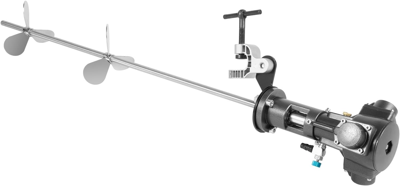 1/2HP 50 Gallon Pneumatic Bracket Mixer Tank Barrel Air Mix Clip Paint Blender Chucking Angle Automatic Paint Stirring Machine Ink Coating Mix Tool w/ 304 Stainless Steel Blade(US Shipping)