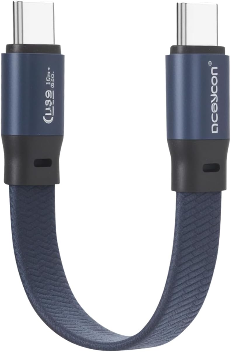aceyoon Thunderbolt 4 USB C Cable, 240W 4.9 inches (12.4 cm), Type C Short, 4.9 inches (12.4 cm), Nylon Ultra Fast Charging, USB 4.0, 80 Gbps Data Sync, Short, 8K @ 60Hz Video Output, Type C for