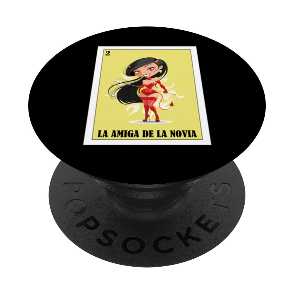Funny Mexican Design for Weddings - La Amiga De La Novia PopSockets Swappable PopGrip, Black