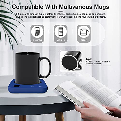 Electric Coffee Cup Warmer For Desk, Smart Coffee Mug Heater Warmer For Home Office, Warming Plate For Tea, Milk & Candle – Enigma (Blue) #TOP1