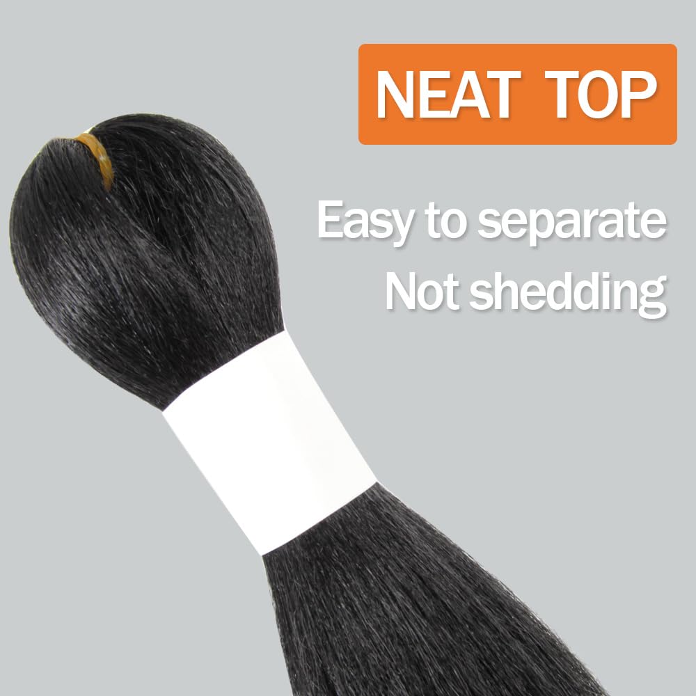 Pelo trenzado preestirado de 18 pulgadas, 6 paquetes, extensiones de pelo largo para trenzas, pelo sintético preestirado 1B (negro natural)