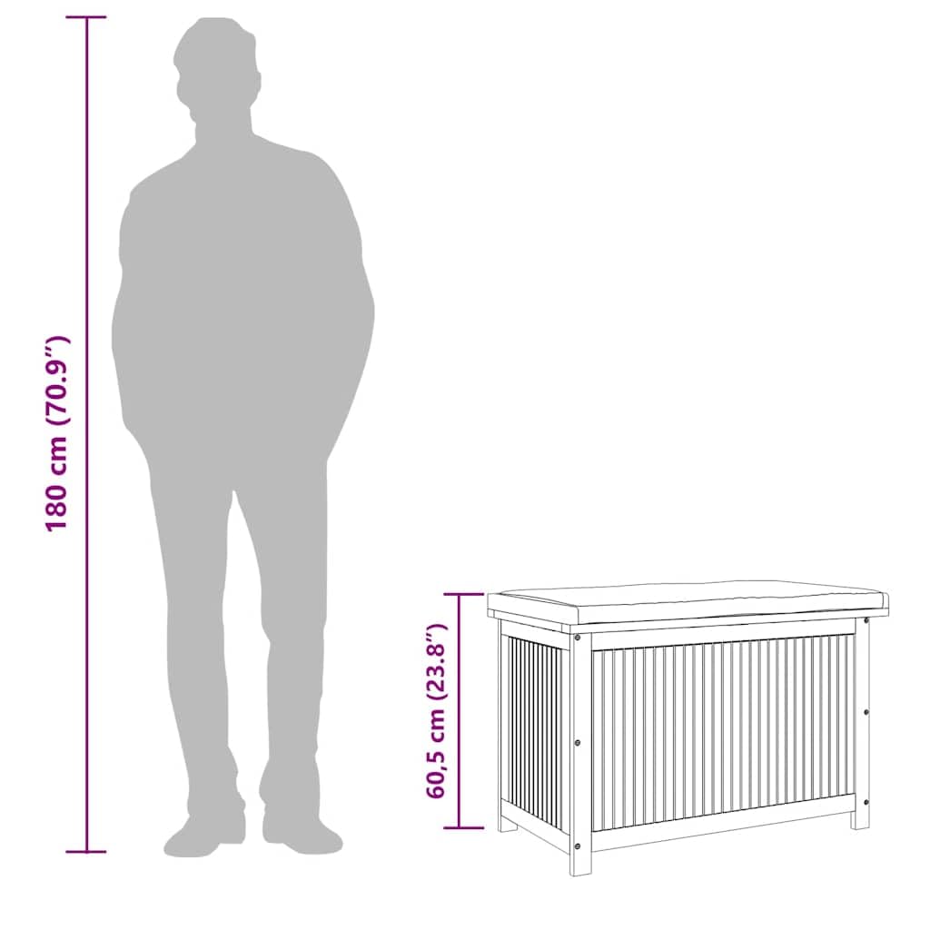 vidaXL Outdoor-Kissenbox 90x50x60,5 cm Massivholz Akazie, Kissenbehälter, Aufbewahrungsbox, Outdoor Kissenbox, Holzkissenbox, Gartenbox