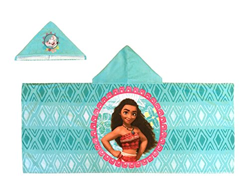 Image of Jay Franco Moana Cotton Hooded Cape Bath /Pool /Beach Towel, Teal | Super Soft Absorbent 3D Hood, Maui, Machine Washable Bath Beach Pool Travel (Officially Licensed Disney Product) Teal