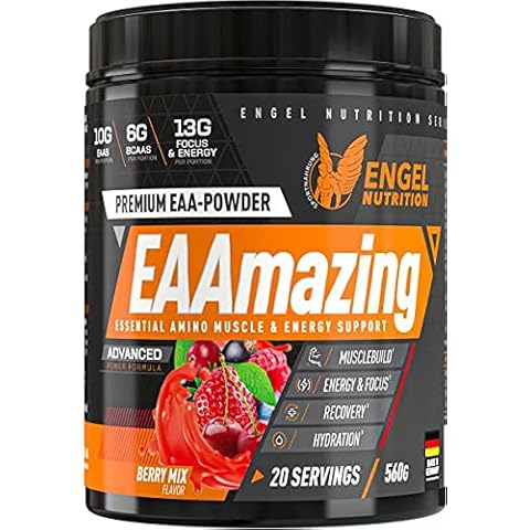 Engel Nutrition EAAmazing EAA Pulver 560g| Hochdosiert mit 19.000mg Aminosäuren | Alle 9 EAAs plus L-Glutamin, L-Arginin, Citrullin uvm. | Für vor oder während dem Training Cover