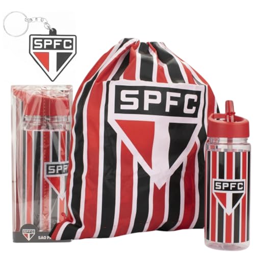 Garrafa Time São Paulo 450ml + Mochila Saco Academia Esporte + Chaveiro São Paulo Emborrachado Kit Oficial SPFC Presente