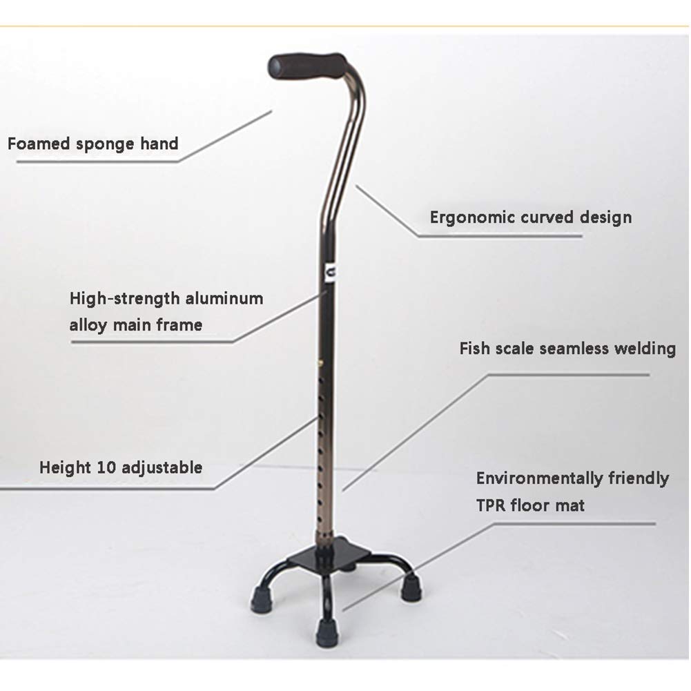 Bastón cuádruple, bastón de Cuatro Patas para Ancianos, bastón de Cuatro Esquinas para discapacitados, Andador Antideslizante de aleación de Aluminio telescópico, muletas Times