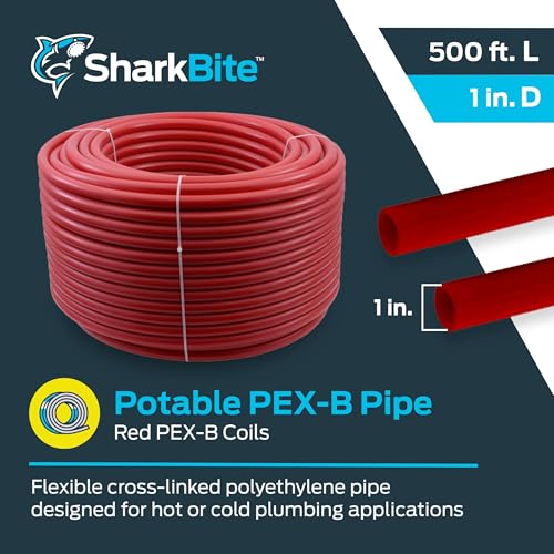 Image of SharkBite 1 Inch x 500 Feet Red PEX-B, PEX Pipe Flexible Water Tubing for Plumbing, U880R500