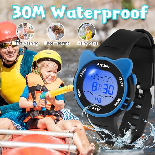 Image of Kids Digital Watches for Girls Boys, 7 Color Lights Waterproof Cute Wristwatches for Kids with Alarm Stopwatch, Great Present for Girls Boys Ages 5-13