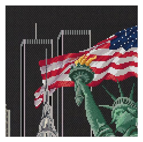 Image of Thea Gouverneur 471.05 New York on 18 Count Black Aida, Counted Cross Stitch Kit, 31.1-Inch-by-19.6-Inch