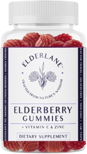 Elderlane Gomitas de saúco para adultos y niños, apoyo inmunológico, sin OMG, veganas, sin gluten, sin gelatina, 60 unidades, 100 mg