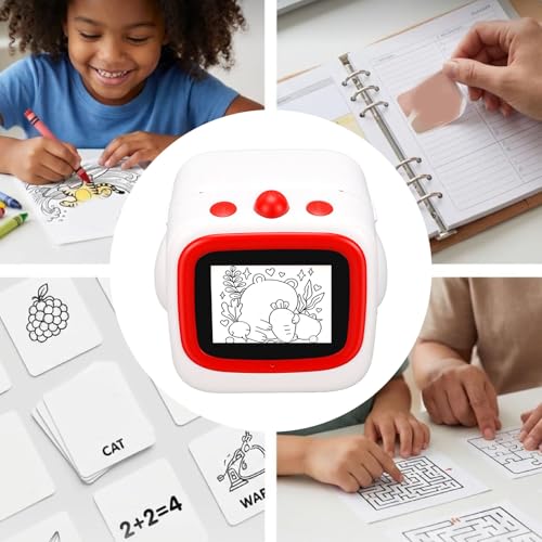 Image of AI Voice Sticker Printer, Smart Thermal Printer with Bluetooth, 2.4 Inch Preview Screen, Inkless Technology, Black and White Print, Custom Plays