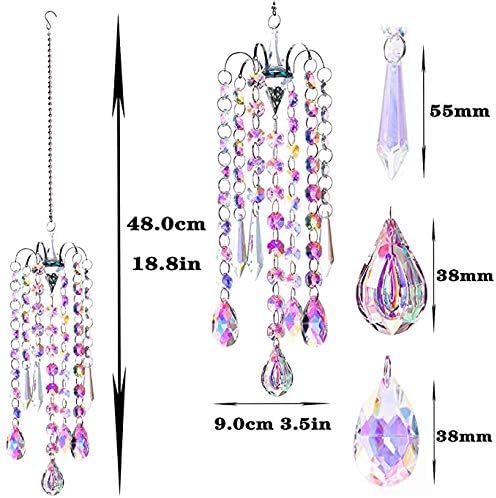 H&D HYALINE & DORA Chandelier Wind Chimes AB Coating Crystal Prisms Hanging Suncatcher Pendant Home Decor Gifts - Image 8