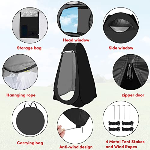 Pop Up Privacy Tent Shower Tent Changing Tent Portable Outdoor Camping Bathroom Toilet Tent Changing Dressing Room Privacy Shelters Room For Hiking Beach Sun Shelter Picnic Fishing -Waterproof Black #TOP3