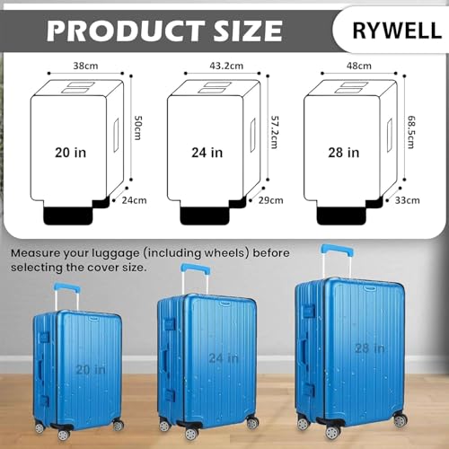 Image of Combo of 3 Trolley Bag Cover /Suitcase Bag Cover /Waterproof Dustproof Luggage Cover /Zippered Clear PVC Suitcase Covers Protectors (28 inch, 24 inch, 20inch)
