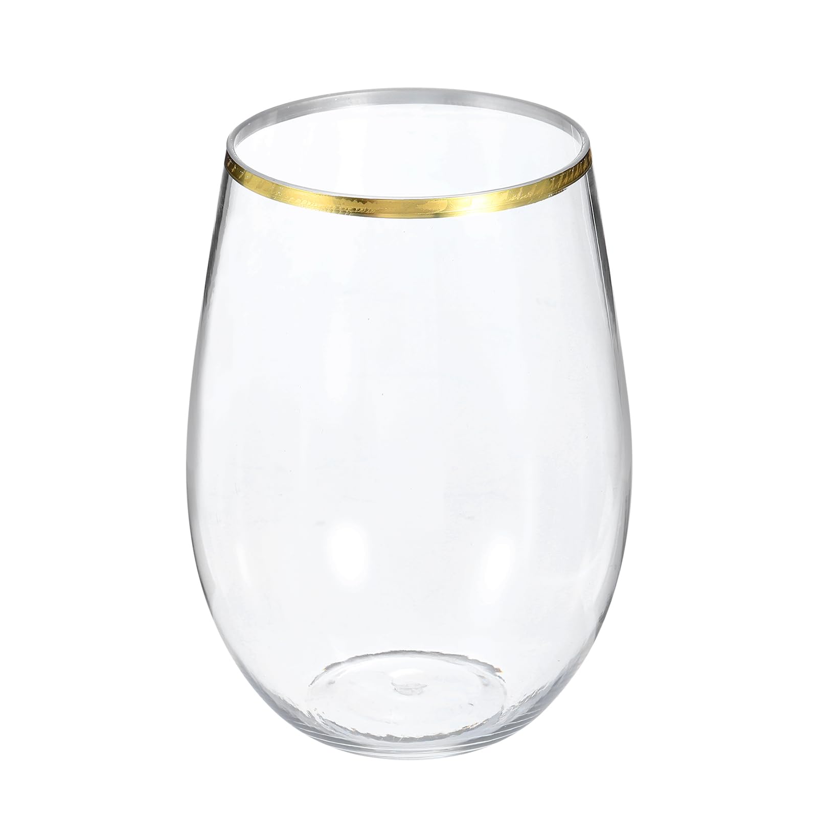 sourcing map Wine Glasses 16oz PET with Gold Trim Drinking Glasses Stemless for Wine Glasses Red White Wine Birthdays Weddings Father's Day Bachelor Parties