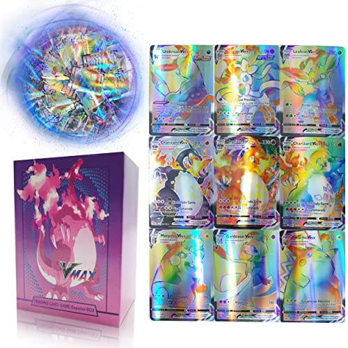 120 Cartas Poke Vmax Español Versión,Cartas Poke Arcoiris Vmax 120 PCS,Poke Cartas 2022 Español(Not Cartas Poke Doradas),Pack Caja Poke Cartas Brillantes Vmax (Not Cartas Poke Originales) Para Niños Cover