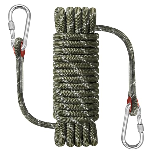NorthPada Kletterseil Haken aus Nylon für den Außenbereich, 10mm x 10 m, Reflektierend Militärgrün, Schwimmend, für Klettern, Baumpflege, Schaukeln, Bootfahren, Angeln, Rafting, Wandern und Baumpflege