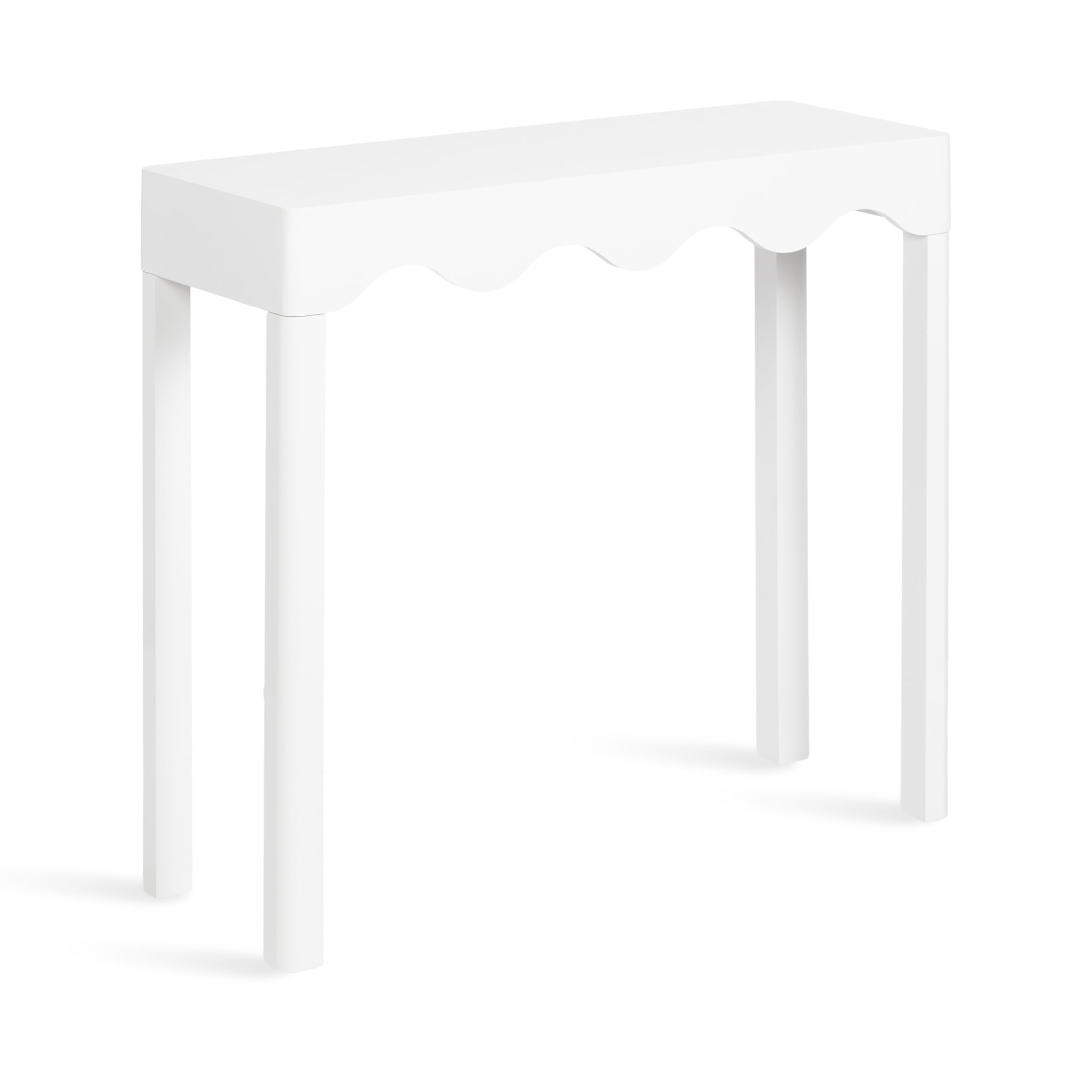 Kate and Laurel Maida Modern Rectangle Wooden Wavy Console Table; 32 x 12 x 30; White; Transitional Decorative Entryway Table with Wavy Apron for