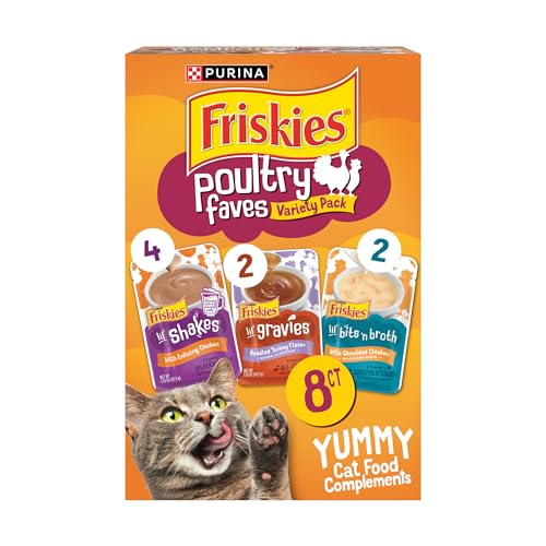 Purina Friskies Poultry Faves Broth and Gravy Cat Food Complements Variety Pack - 8 ct. Box