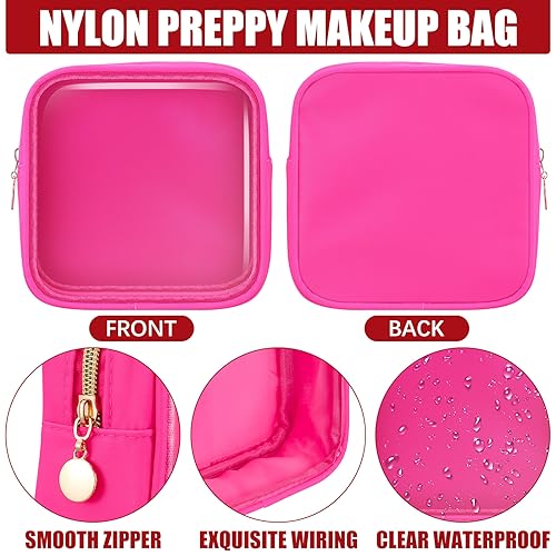 Hushee 4 Pcs Clear Nylon Makeup Bag for Women Gifts Preppy Cosmetic Bag PVC Travel Toiletry Zipper Pouch Waterproof Storage Organizer Pouch for Women(Mini)3