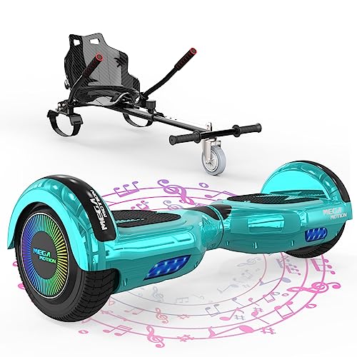MEGA MOTION Hoverboards con Hoverkart para Niños, Hoverboards 6,5 Pulgadas con Altavoz Bluetooth, con Luces LED, Regalo para Niños