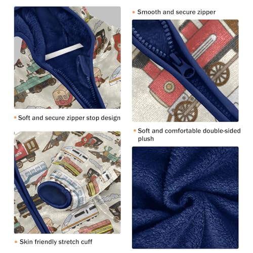 Aflyko Cute Boys Fleece Coat Blue Zip-Up Hoodie Girls Outerwear Kids Hooded Jacket 3-10T4