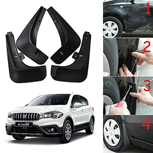 Image of Oshotto (O.E.M Fitting Cup Type) Mud Flap /Splash Guard Compatible with Maruti Suzuki SCROSS (Set of 4)